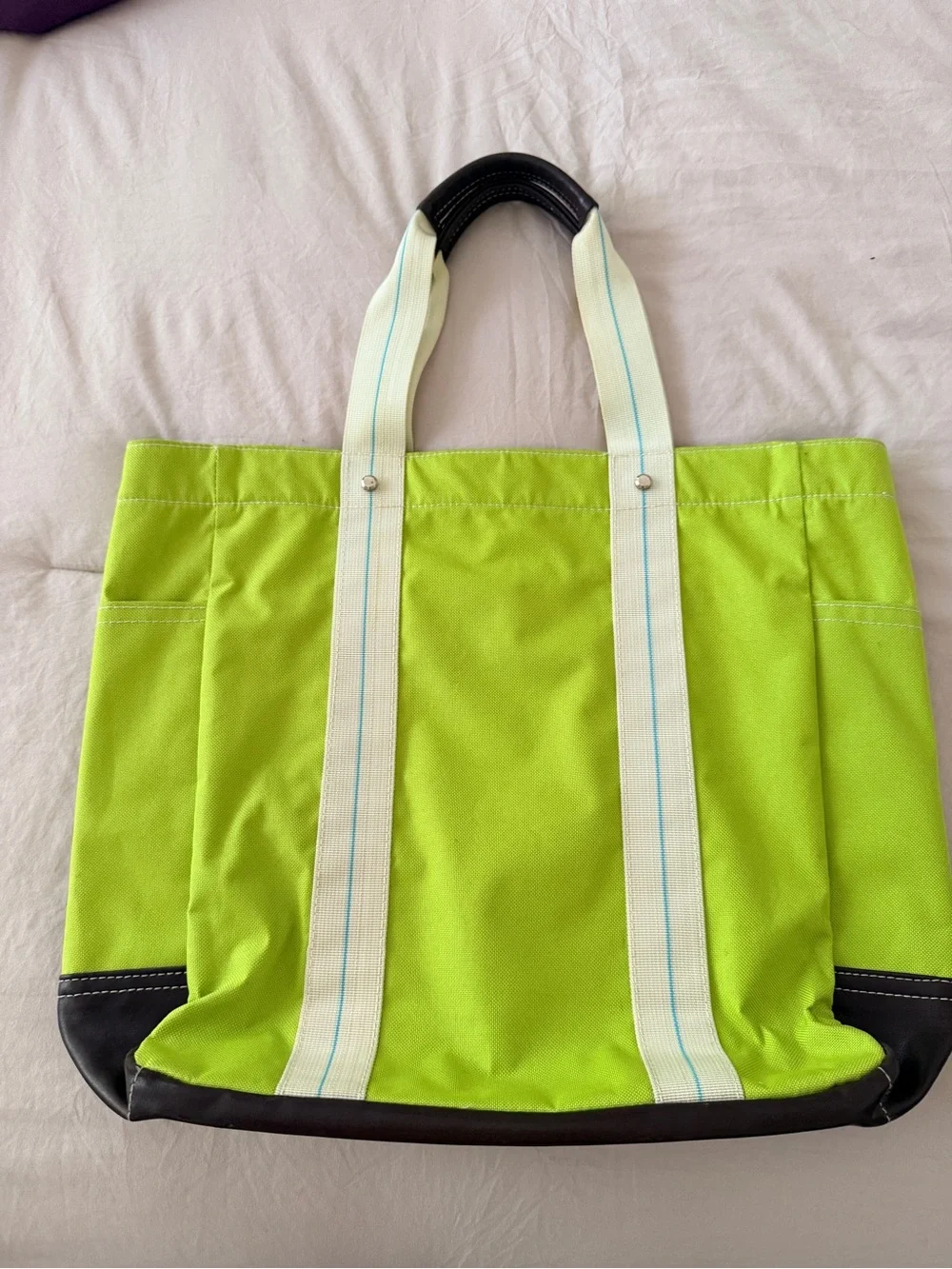 Canvas Tote Bag in Lime Green with Contrast Straps - from the Oprah Winfrey Show